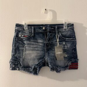 Flamingals Star-Embellished Denim Shorts - Dark Blue